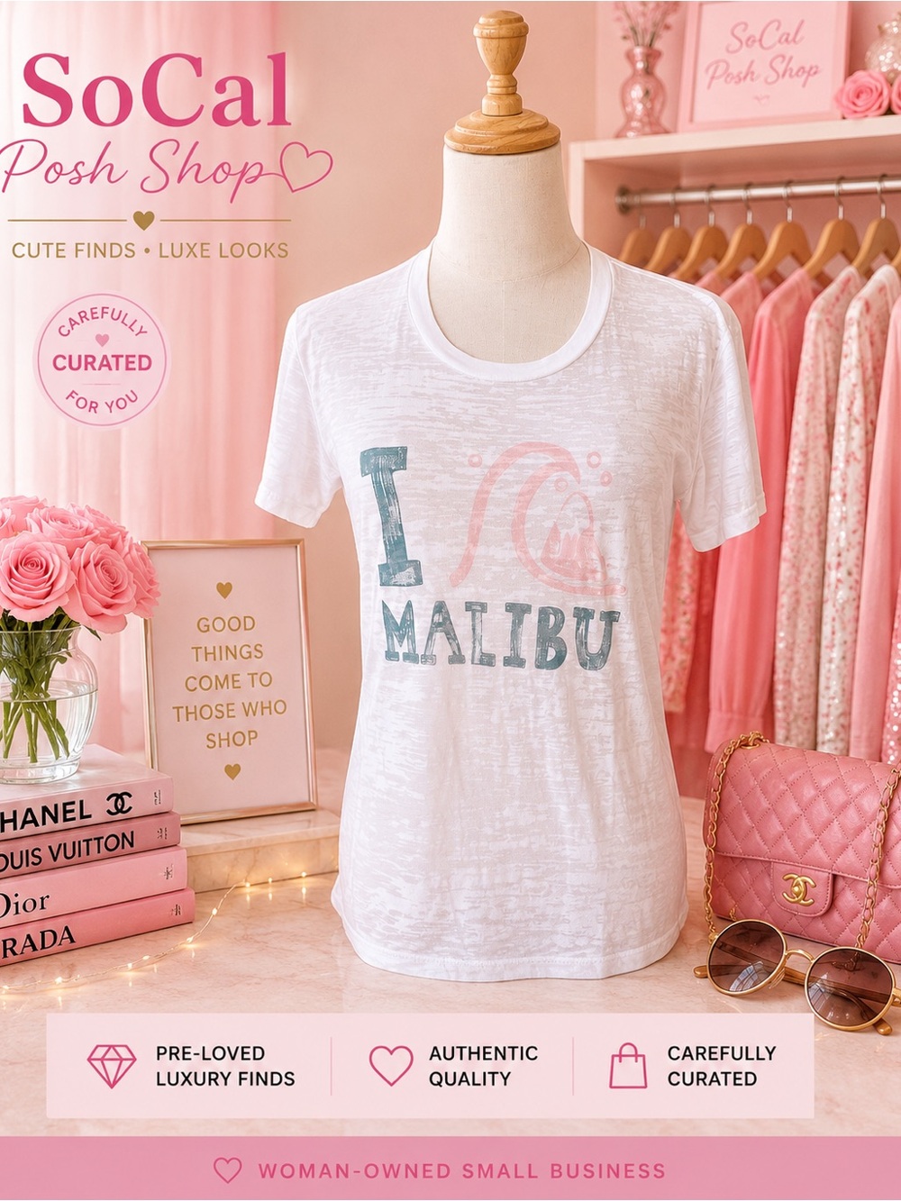 Quiksilver I ❤️Malibu Cream Graphic Tee Shirt Medium